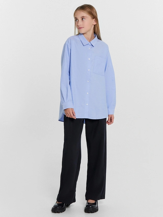 рубашка для девочек, размер 110 артикул: ор1186 цвет голубой