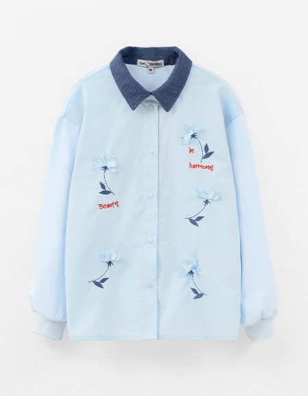 блузка для девочек, размер 152 артикул 5442 цвет светло голубой(тм.синий горох)