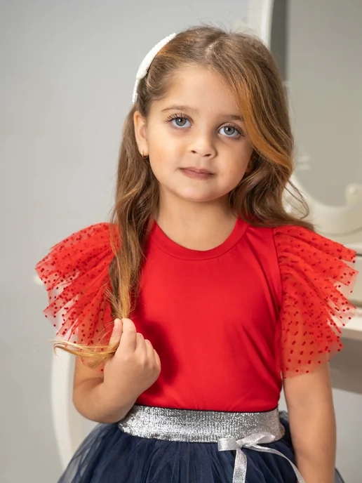 блуза для девочки артикул 154 qzjgs размер 128-64 красный