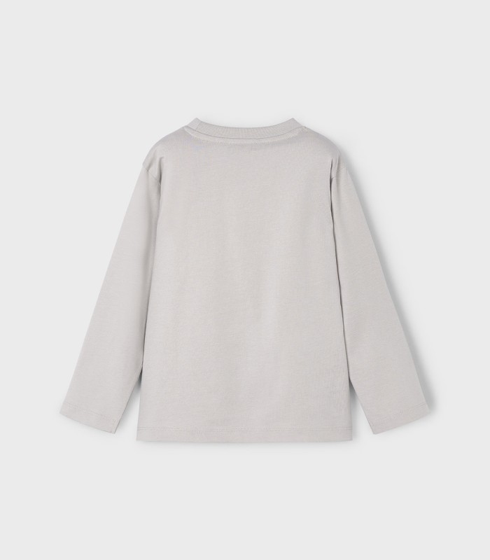 Серый лонгслив с оригинальным принтом для подростков 146-152 см – комфорт и стиль на каждый день!