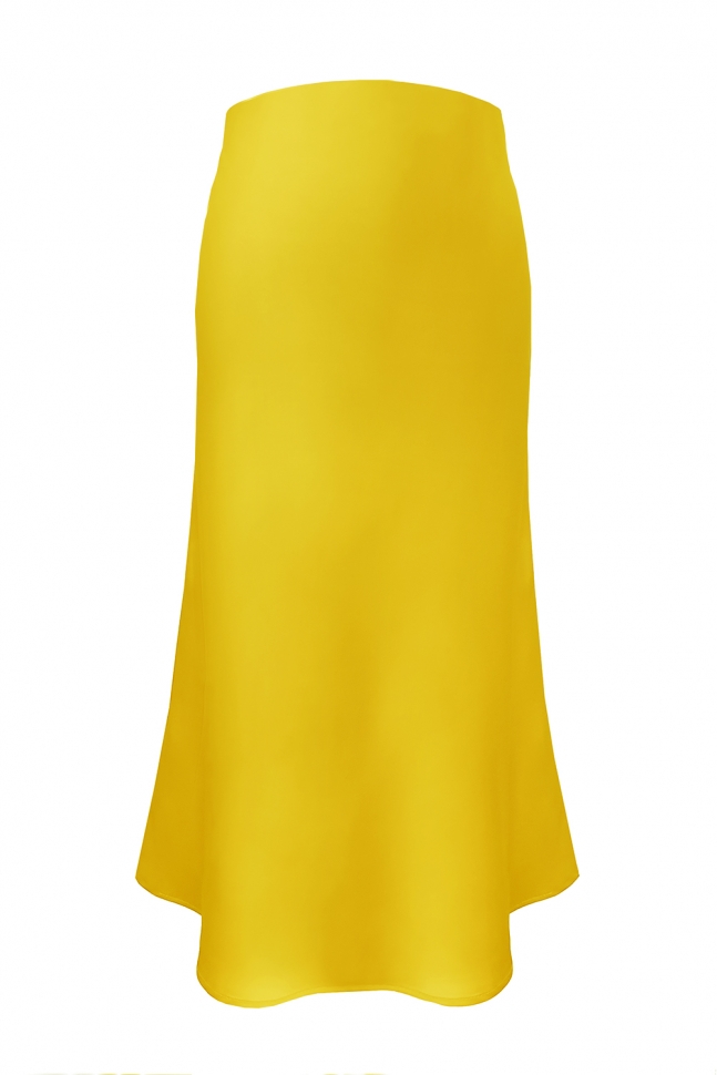 Юбка миди из атласа цвета пахты и желтого цвета Размер M