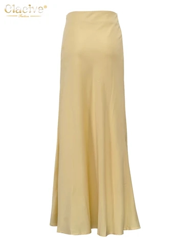 Юбка миди из атласа цвета пахты и желтого цвета Размер M