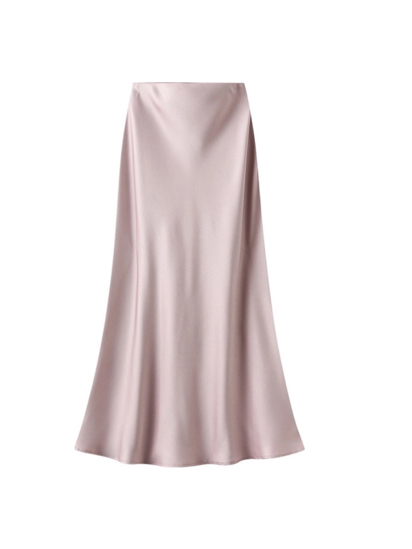 Розовая атласная юбка миди Размер M
