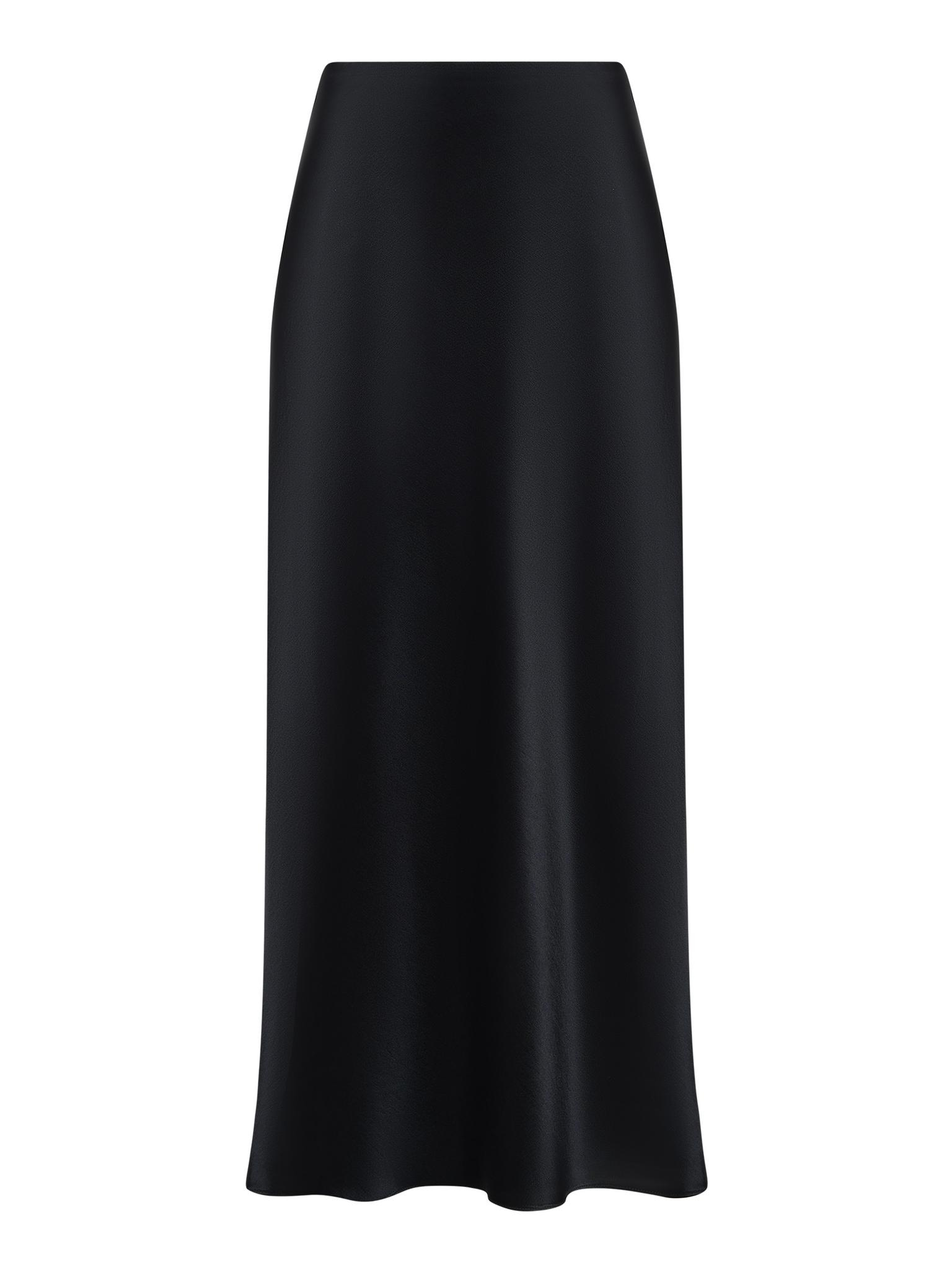 Черная атласная юбка миди Размер L