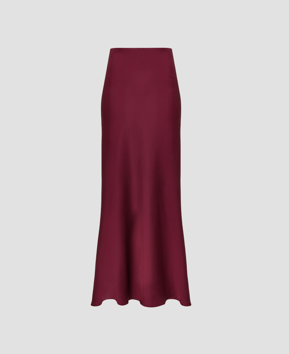 Юбка миди из атласа бордового цвета Размер L