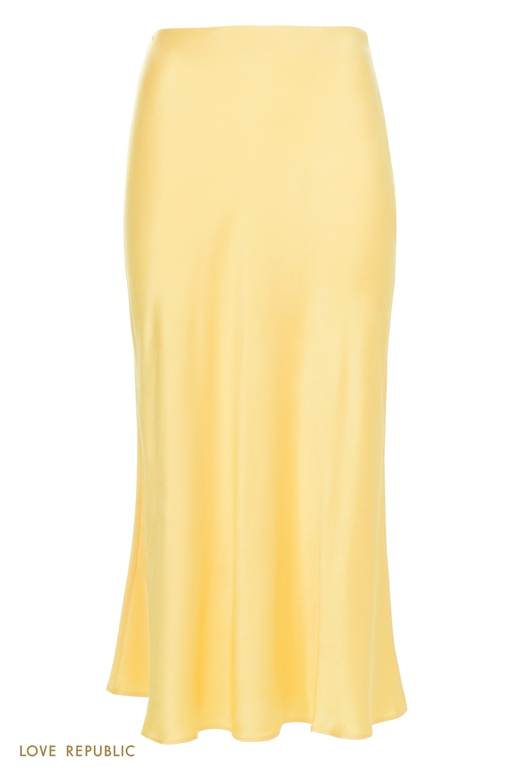 Юбка миди из атласа цвета пахты и желтого цвета Размер XL