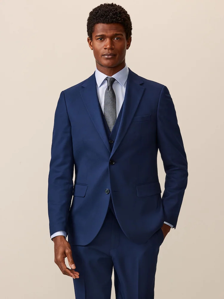 Ярко-синий приталенный фактурный пиджак Размер М