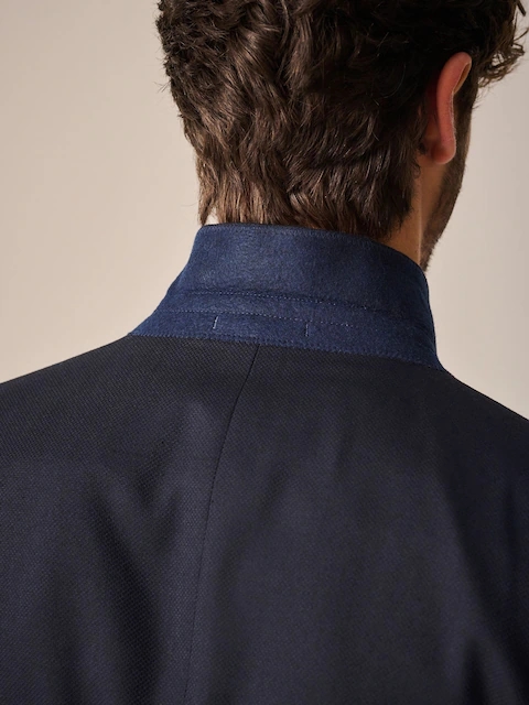 Navy Blue Slim Fit Textured Suit JacketРазмер М