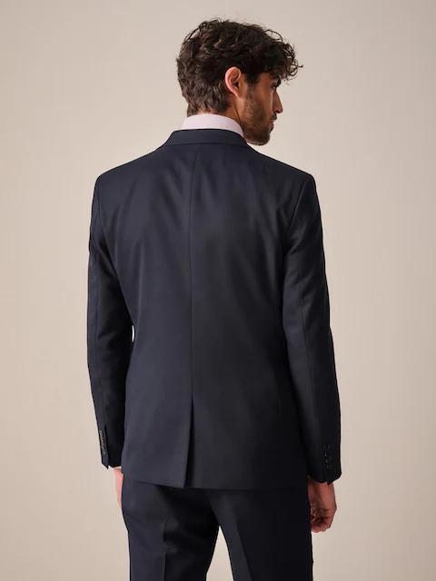 Navy Blue Slim Fit Textured Suit JacketРазмер М