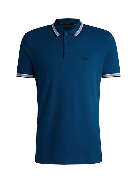 Рубашка-поло BOSS Blue Regular Fit с воротником Paddy Tipped, размер M