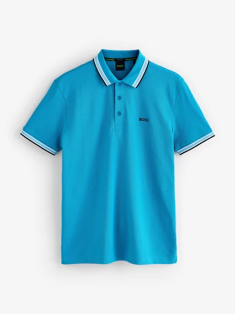 Темно-синяя рубашка-поло BOSS, стандартный крой, с воротником-стойкой Paddy Размер M