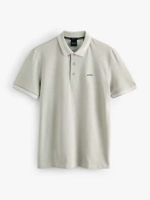 Серая рубашка-поло BOSS, стандартный крой, с воротником-стойкой Paddy Размер M