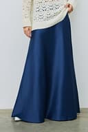 Юбка миди из темно-синего атласа Размер L