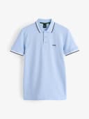 Рубашка-поло BOSS синего/зелёного цвета, стандартного кроя, с воротником Paddy Tipped, размер M